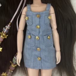 Blyth Dress Vintage Long Dress Strap Casual Denim Skirt Fragmented Flower Skirt for Ymy Licca Azones Ob24 Ob27 Doll Accessories