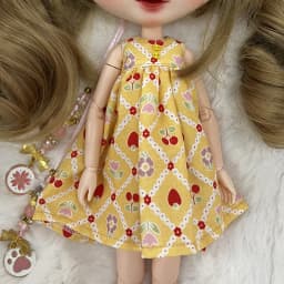 Blyth Dress Vintage Long Dress Strap Casual Denim Skirt Fragmented Flower Skirt for Ymy Licca Azones Ob24 Ob27 Doll Accessories