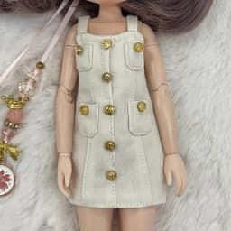Blyth Dress Vintage Long Dress Strap Casual Denim Skirt Fragmented Flower Skirt for Ymy Licca Azones Ob24 Ob27 Doll Accessories
