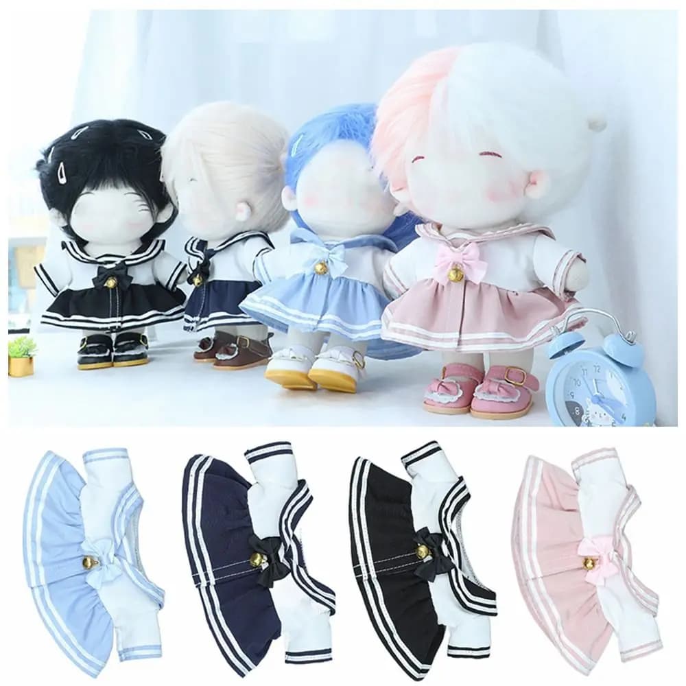 Doll Clothes For 20cm Sailor Suit Dress Knotbow Bell Jk Skirt Toy Accessories Changing Dressing Game Playing Dolls Accessories