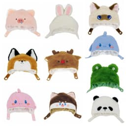 20cm Doll Headgear Cute Plush Hat Pig Rabbit Cat Cartoon Animal Ear Cap Change Dressing Game Cos Outfit DIY Doll Accessories