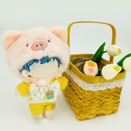 20cm Doll Headgear Cute Plush Hat Pig Rabbit Cat Cartoon Animal Ear Cap Change Dressing Game Cos Outfit DIY Doll Accessories