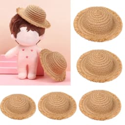 Mini Handmade Doll Straw Hat For 1/8 1/6 1/4 1/3 Doll Ob11 Dolls Cute Doll House Ornament Hand Weaved Hats DIY Doll Accessories
