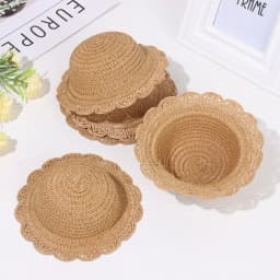 Mini Handmade Doll Straw Hat For 1/8 1/6 1/4 1/3 Doll Ob11 Dolls Cute Doll House Ornament Hand Weaved Hats DIY Doll Accessories