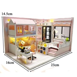DIY Wooden Princess Room Casa Doll Houses Miniature Building Kits with Furniture Light Dollhouse Toys for Adults Birthday Gifts