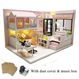 DIY Wooden Princess Room Casa Doll Houses Miniature Building Kits with Furniture Light Dollhouse Toys for Adults Birthday Gifts