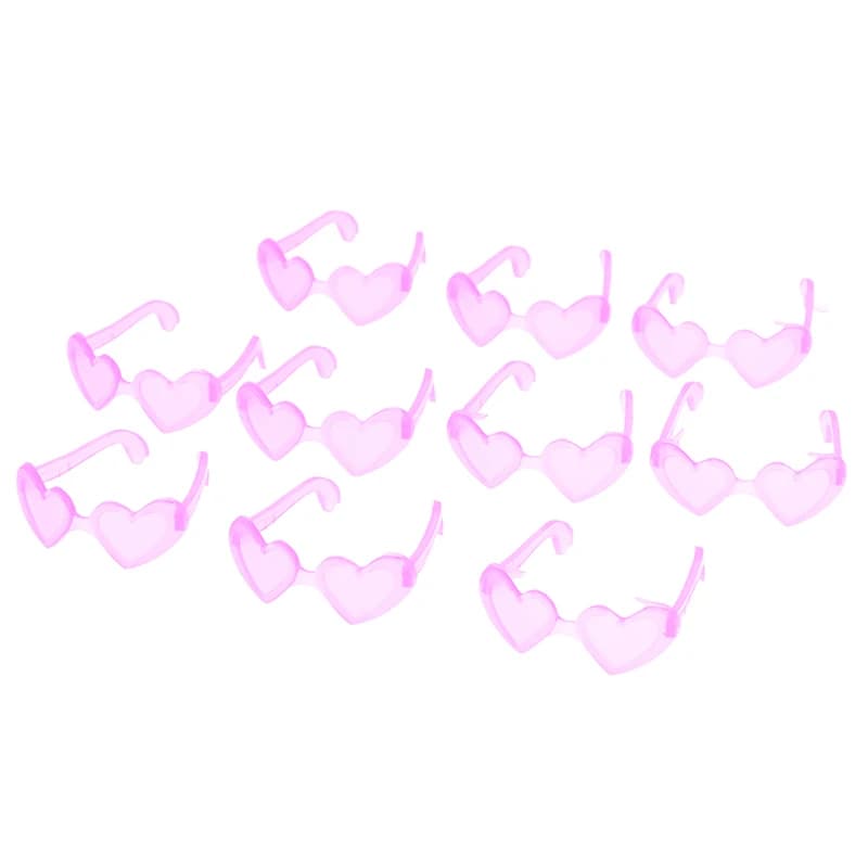 10Pcs Dolls Accessories Mini Plastic Heart Shape Glasses For Dolls 1/6 Doll Eyes Sunglasses Doll House Kids Toy Party Glasses