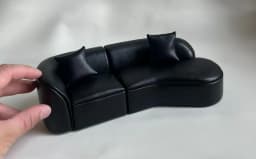 Doll house sofa furniture model simulation double leather sofa Miniature Furniture Armchair Sofa Footstool Doll Decor Toy