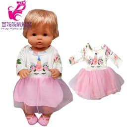 Baby Doll Dress 38 Cm Pink Unicorn Dress Fit for 38cm Doll Nenuco Ropa Y Su Hermanita Dress Wear