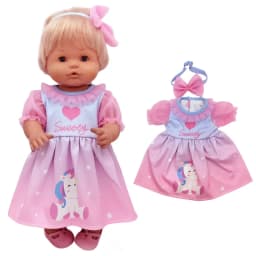 Baby Doll Dress 38 Cm Pink Unicorn Dress Fit for 38cm Doll Nenuco Ropa Y Su Hermanita Dress Wear