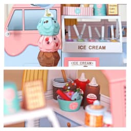 DIY Dollhouse Casa Miniature Furniture Kit Ice Cream Car Shop Paper Model Doll Houses Assemble Toy for Children Christmas Gifts