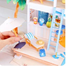 DIY Dollhouse Casa Miniature Furniture Kit Ice Cream Car Shop Paper Model Doll Houses Assemble Toy for Children Christmas Gifts
