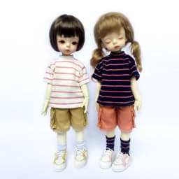 1/ 6 Bjd Doll Clothes Doll Stripe Long Sleeve T-Shirt Overalls Denim Shorts Suits For 1/6, Yosd, 30cm Sd Doll Accessories Toy