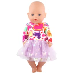 Doll Dress 43cm Baby Doll Clothes Cat Love Skirt Suit For 18 Inch American And Our generation Russia Girl Doll Accessories Toy