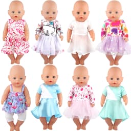 Doll Dress 43cm Baby Doll Clothes Cat Love Skirt Suit For 18 Inch American And Our generation Russia Girl Doll Accessories Toy