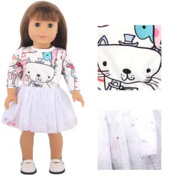 Doll Dress 43cm Baby Doll Clothes Cat Love Skirt Suit For 18 Inch American And Our generation Russia Girl Doll Accessories Toy