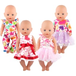 Doll Dress 43cm Baby Doll Clothes Cat Love Skirt Suit For 18 Inch American And Our generation Russia Girl Doll Accessories Toy