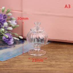 1PC 1:12 Dollhouse Miniature Glass Candy Jar Vintage Striped Jar Candy Bottle Model Toys Furniture Doll house Decor Accessories