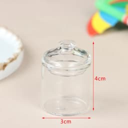 1PC 1:12 Dollhouse Miniature Glass Candy Jar Vintage Striped Jar Candy Bottle Model Toys Furniture Doll house Decor Accessories