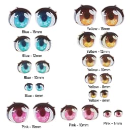 5 Pair Colorful Cute Boys Girls Doll Eyes Accessories Crystal Cartoon Eyes Stickers Anime Figurine Face Organ Paster Decals