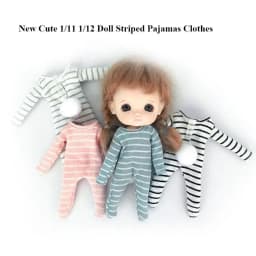 Cute OB11 Clothes Pajamas Striped Jumpsuits Sleep Clothes For 1/12BJD Dolls Accessories Body Molly Dressup Skirt Gift For Girls