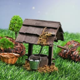 Dollhouse Mini Wooden Arch Bridge with Railing Water Well Chicken Coop Miniature Fairy Garden Micro Landscaping Decoration Model