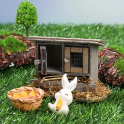 Dollhouse Mini Wooden Arch Bridge with Railing Water Well Chicken Coop Miniature Fairy Garden Micro Landscaping Decoration Model