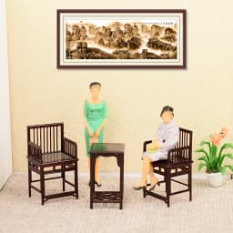 1:25 Scale Chinese Style Miniature Furniture Set Dollhouse Accessories Table Chair Bed for Bedroom Living Room Diorama DIY Craft