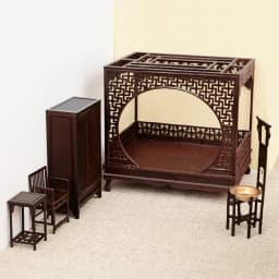 1:25 Scale Chinese Style Miniature Furniture Set Dollhouse Accessories Table Chair Bed for Bedroom Living Room Diorama DIY Craft