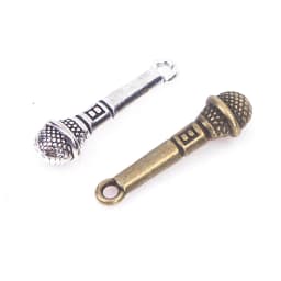 10Pcs Dollhouse Retro Alloy Music Microphone Pendant Simulation Stereo Mic DIY Doll House Decoration Toys Accessories