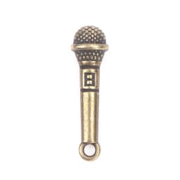 10Pcs Dollhouse Retro Alloy Music Microphone Pendant Simulation Stereo Mic DIY Doll House Decoration Toys Accessories