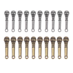 10Pcs Dollhouse Retro Alloy Music Microphone Pendant Simulation Stereo Mic DIY Doll House Decoration Toys Accessories