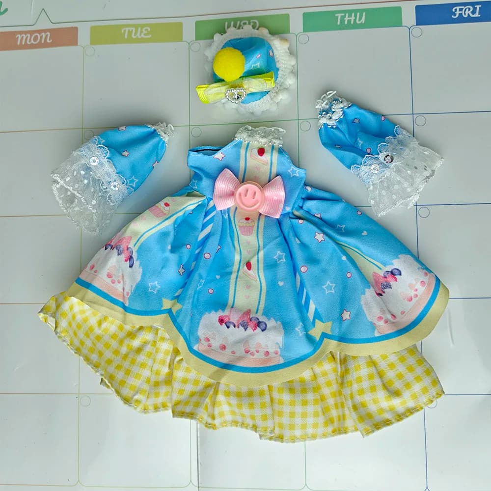 1/6 Bjd DOLL Clothes 30cm Toys Accessories New Style Wear Plaid Skirt Fashion Dress Up With Headwear For Girl Princess Dress