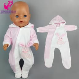 Doll Clothes 43 Cm Baby New Born Doll Hooded Rompers for 18 Inch Americanog Girl Doll Casual Wear