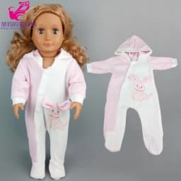 Doll Clothes 43 Cm Baby New Born Doll Hooded Rompers for 18 Inch Americanog Girl Doll Casual Wear