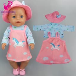 Doll Clothes 43 Cm Baby New Born Doll Hooded Rompers for 18 Inch Americanog Girl Doll Casual Wear