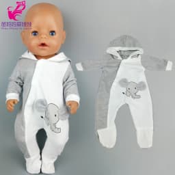 Doll Clothes 43 Cm Baby New Born Doll Hooded Rompers for 18 Inch Americanog Girl Doll Casual Wear