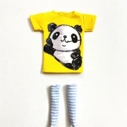 2 pcs/set of Blyth doll costume, cartoon animal print short T-shirt + striped socks, can be used for 1/6 doll