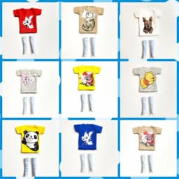 2 pcs/set of Blyth doll costume, cartoon animal print short T-shirt + striped socks, can be used for 1/6 doll