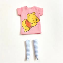 2 pcs/set of Blyth doll costume, cartoon animal print short T-shirt + striped socks, can be used for 1/6 doll