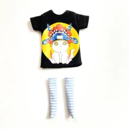 2 pcs/set of Blyth doll costume, cartoon animal print short T-shirt + striped socks, can be used for 1/6 doll