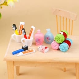 1/6 1/12 Dollhouse Miniature Cup Toothpaste Toothbrush For Ob11 Blyth Barbies Doll House Bathroom Furniture Accessories Toys