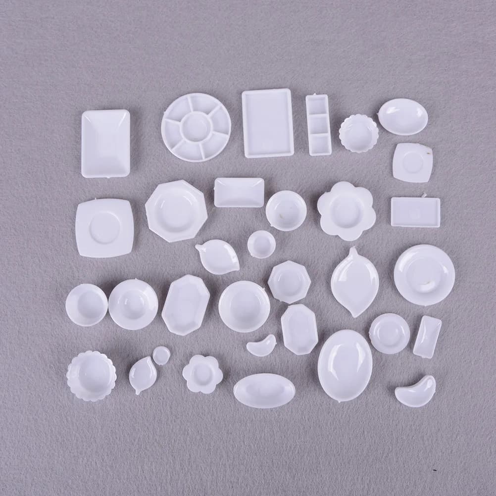 33Pc/Set Kitchen Acrylic Mini Tableware Miniatures Cup Plate Dish Decor Toys for Kids Girls Gifts For Children Doll Accessories