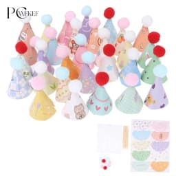 10Pcs DIY Mini Hat Baking Cake Topper Baking Insert 1:12 Dollhouse Miniature Hat Bear Birthday Cap Hairball Christmas Decor Toy