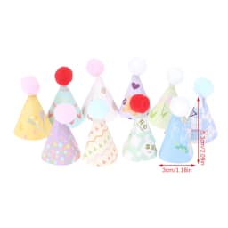 10Pcs DIY Mini Hat Baking Cake Topper Baking Insert 1:12 Dollhouse Miniature Hat Bear Birthday Cap Hairball Christmas Decor Toy