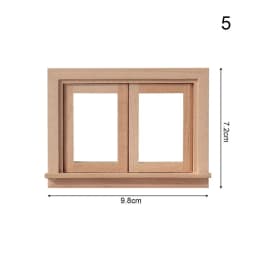 Cute Wooden Frame and Glass Plate Doll House DIY Double Window 1/12 Dollhouse Miniature Accessories Furniture Toys