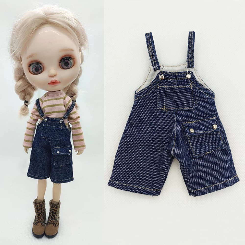 Ob22 Doll Dark Blue Suspender Pants With Pockets For Blythes Ymy Licca Azones Ob24 Ob27 Fr Doll