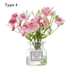 1:12 Scale Dollhouse Flower Vase Doll Accessories Pink Rose White Jasmine Mini Floral Arrangement Miniature Model Furnitue Gift