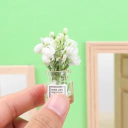 1:12 Scale Dollhouse Flower Vase Doll Accessories Pink Rose White Jasmine Mini Floral Arrangement Miniature Model Furnitue Gift