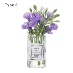 1:12 Scale Dollhouse Flower Vase Doll Accessories Pink Rose White Jasmine Mini Floral Arrangement Miniature Model Furnitue Gift